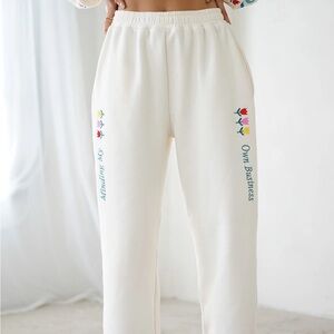 Yellow the Label Minding my business sweats pants